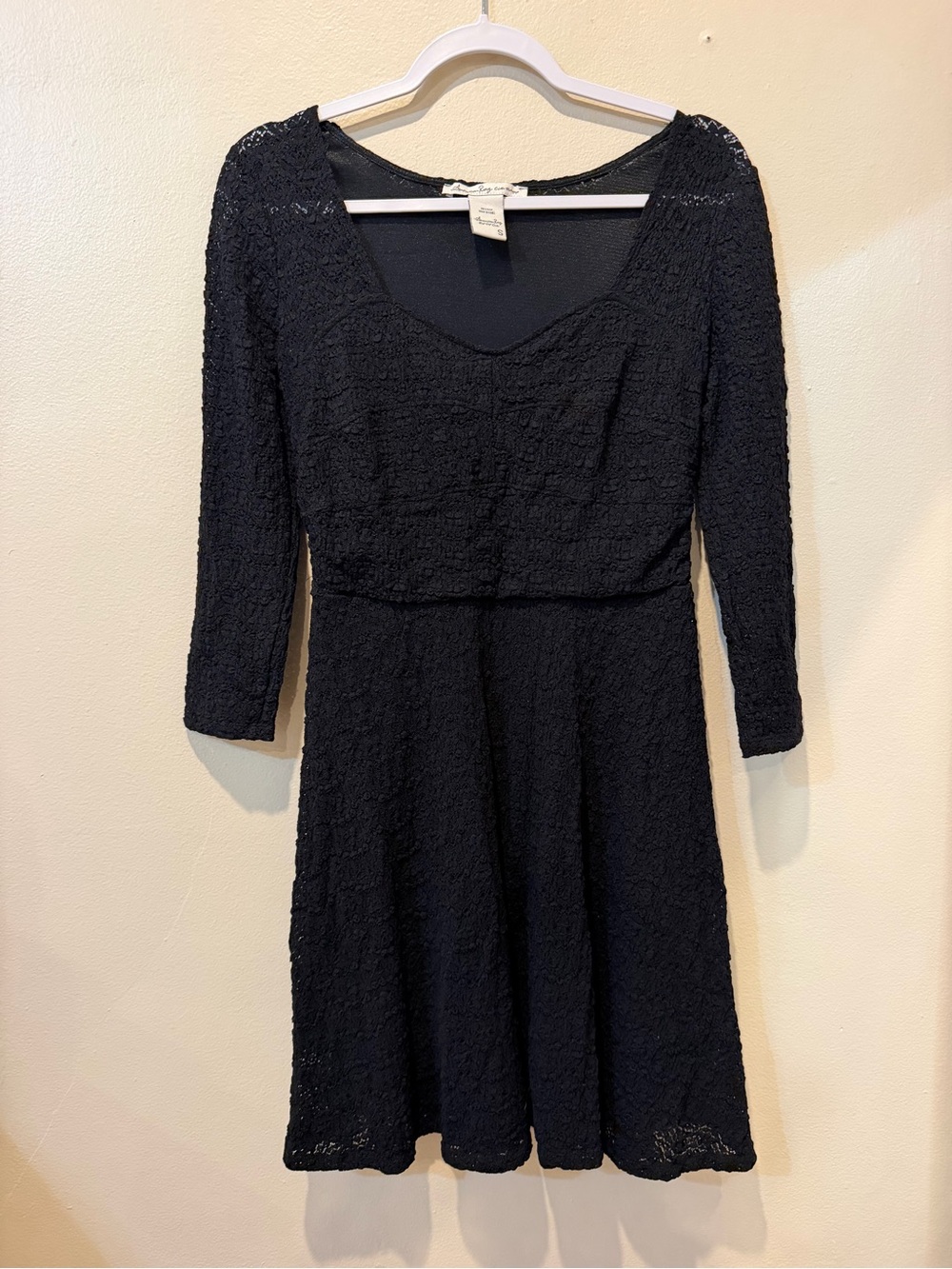 American Rag Black Lace Long-Sleeve Fit & Flare Dress